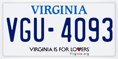 VA license plate VGU4093