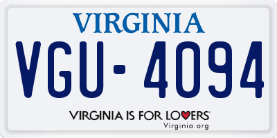 VA license plate VGU4094