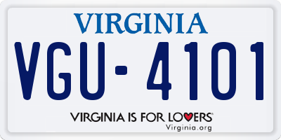 VA license plate VGU4101