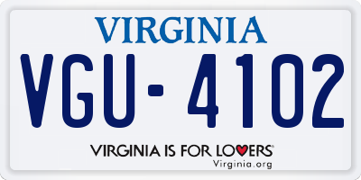 VA license plate VGU4102