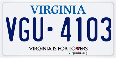 VA license plate VGU4103