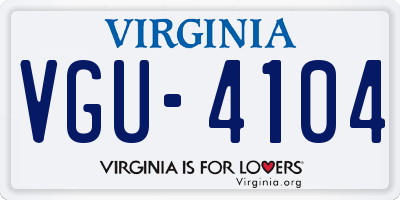 VA license plate VGU4104