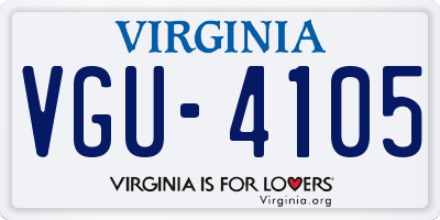 VA license plate VGU4105