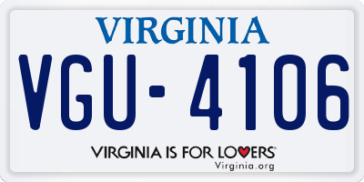 VA license plate VGU4106