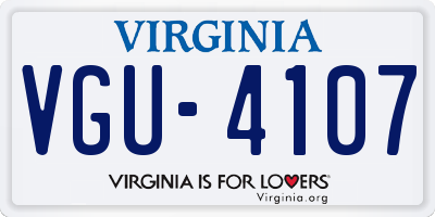 VA license plate VGU4107
