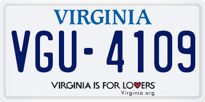 VA license plate VGU4109