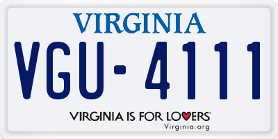 VA license plate VGU4111