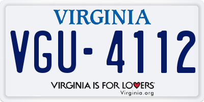 VA license plate VGU4112