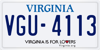 VA license plate VGU4113