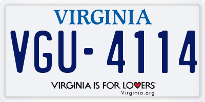 VA license plate VGU4114