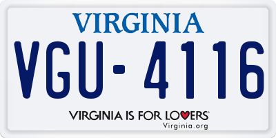 VA license plate VGU4116