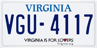 VA license plate VGU4117