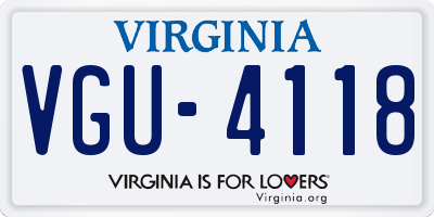 VA license plate VGU4118