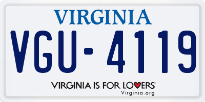 VA license plate VGU4119