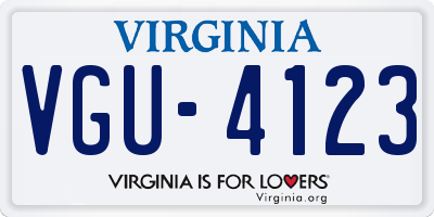 VA license plate VGU4123