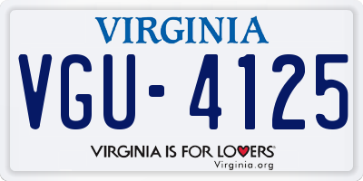 VA license plate VGU4125