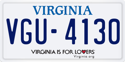 VA license plate VGU4130