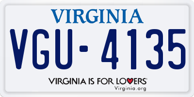 VA license plate VGU4135