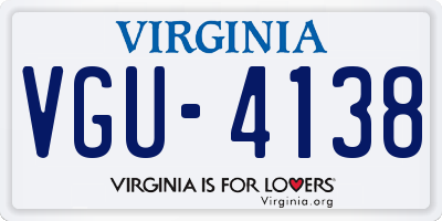 VA license plate VGU4138