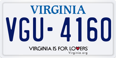 VA license plate VGU4160