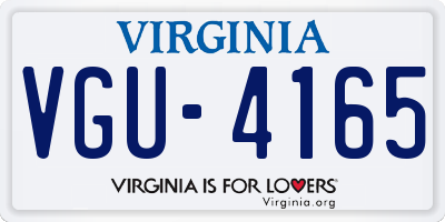 VA license plate VGU4165