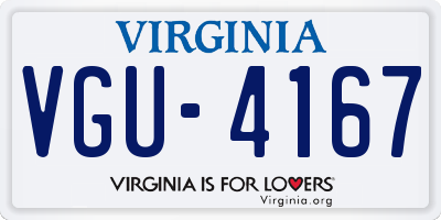 VA license plate VGU4167