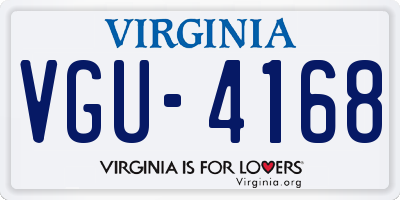 VA license plate VGU4168
