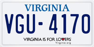 VA license plate VGU4170