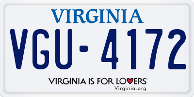 VA license plate VGU4172
