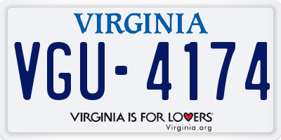 VA license plate VGU4174