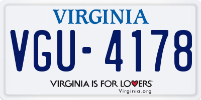 VA license plate VGU4178