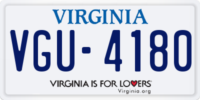 VA license plate VGU4180