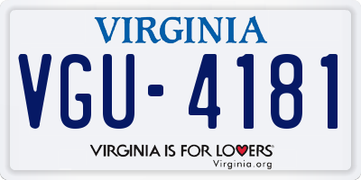 VA license plate VGU4181