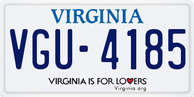 VA license plate VGU4185