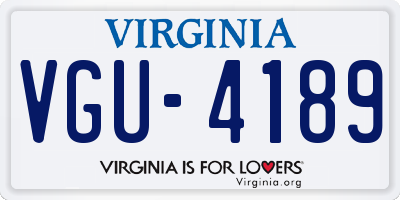 VA license plate VGU4189