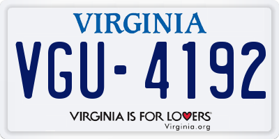 VA license plate VGU4192