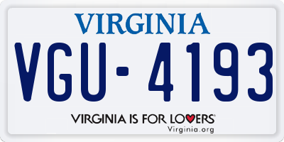 VA license plate VGU4193