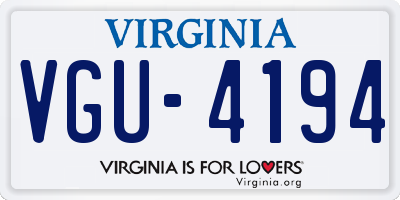 VA license plate VGU4194