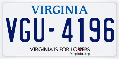 VA license plate VGU4196