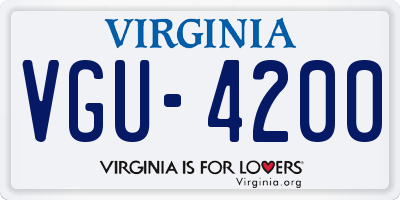 VA license plate VGU4200