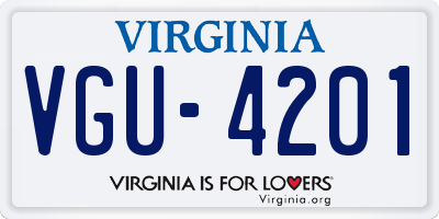 VA license plate VGU4201