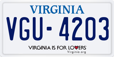 VA license plate VGU4203