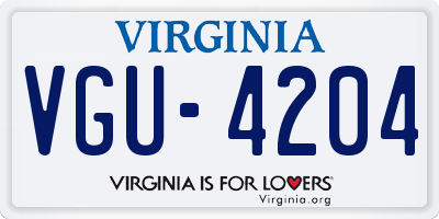 VA license plate VGU4204