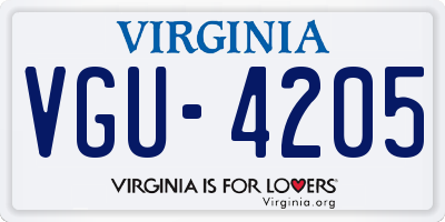 VA license plate VGU4205