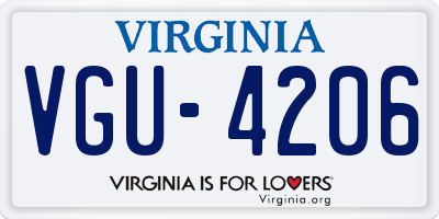 VA license plate VGU4206