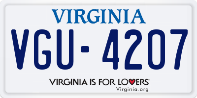 VA license plate VGU4207