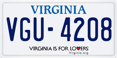 VA license plate VGU4208