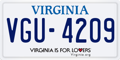 VA license plate VGU4209