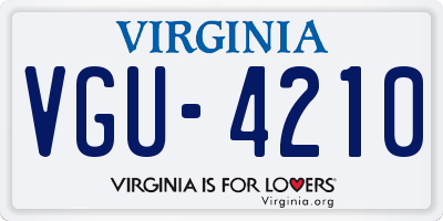 VA license plate VGU4210