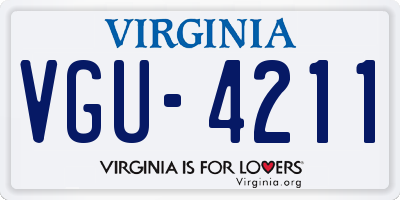 VA license plate VGU4211